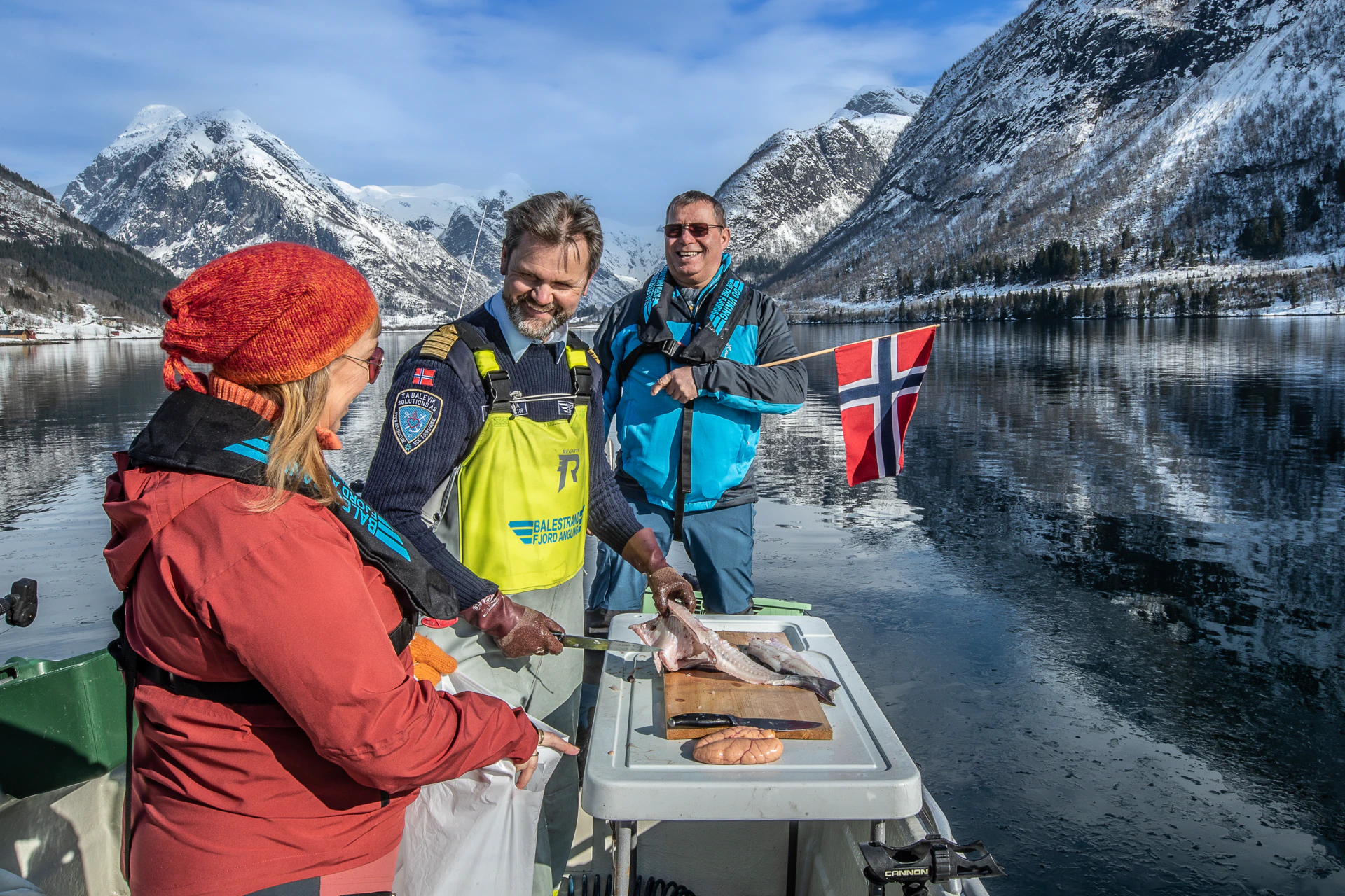Scenic boat tour on the Sognefjord near Balestrand, Western Norway