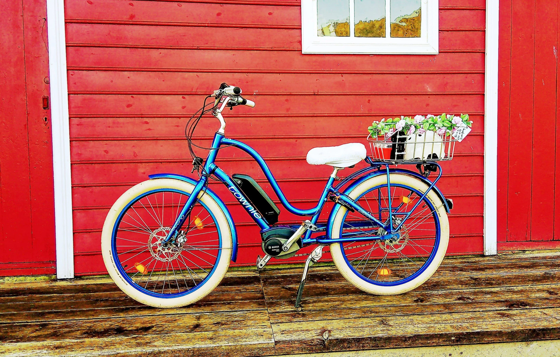 Electra Townie e-bike ready for rental in Balestrand with fjord and mountain views