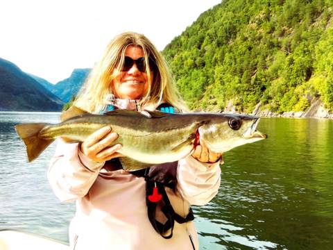 fiske tur i sognefjorden, gøy på landet stor Lyr og dorging, vakker fjord